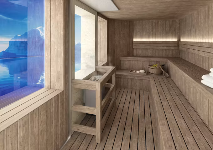 An artist's rendering of the sauna on the Magellan Discoverer