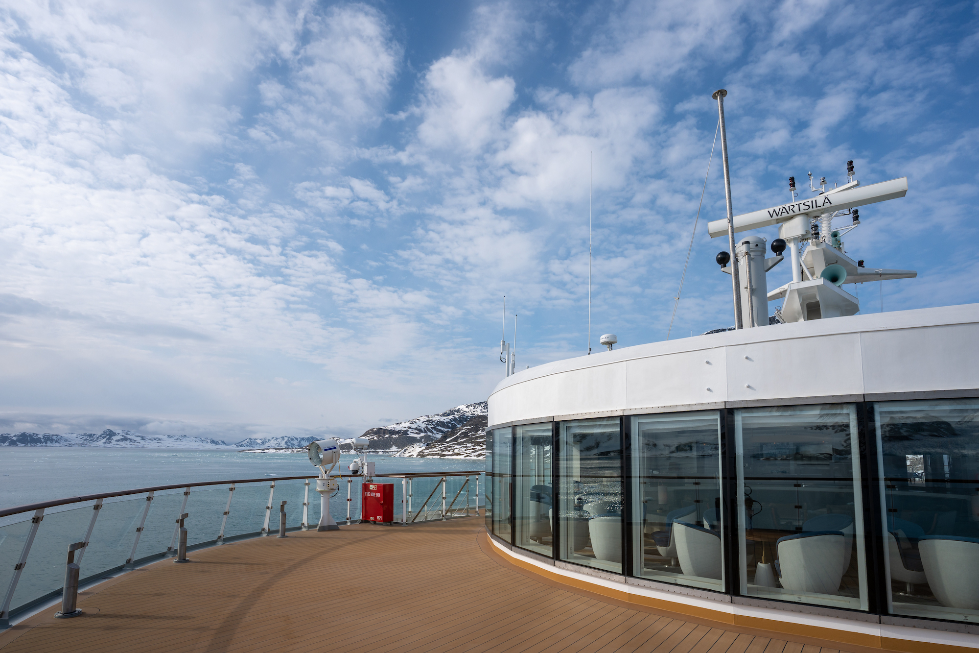 The observation deck on Ocean Albatros, an Antarctic ship 