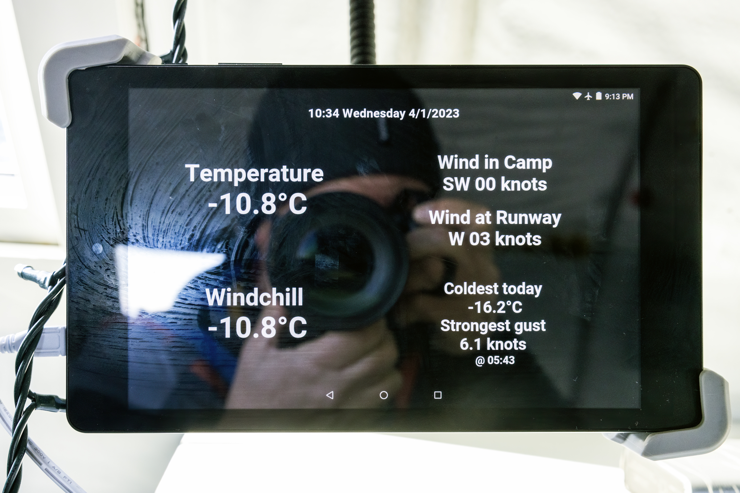 Weather monitor at Union Glacier camp