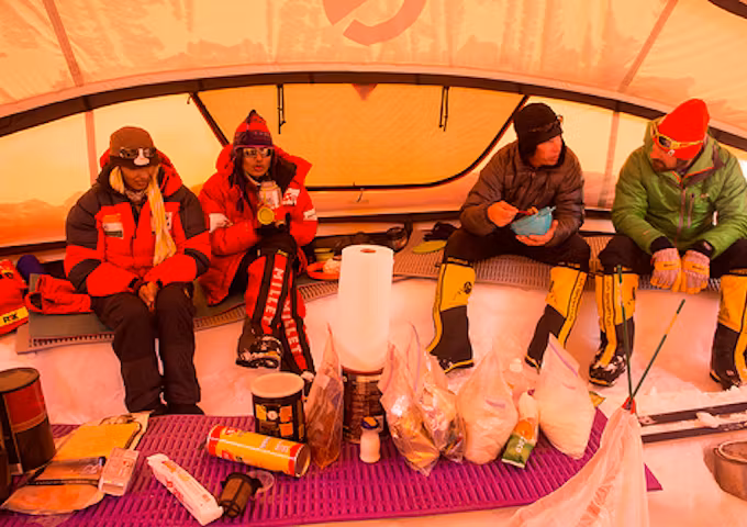 Camp with Emperor Penguins