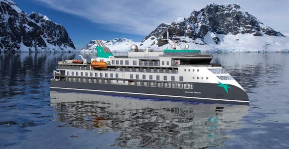 The Antarctic ship Douglas Mawson in CGI