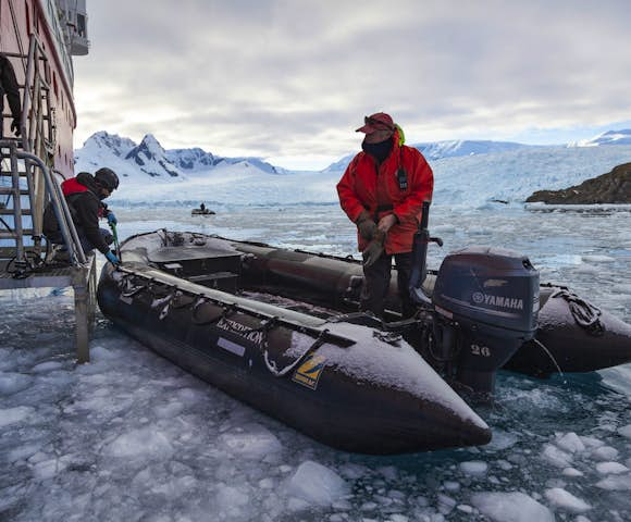 Zodiac loading gangway on the MS Expedition