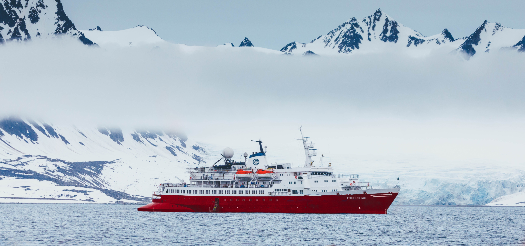 Expedition ship in Antarctica