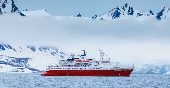 Expedition ship in Antarctica