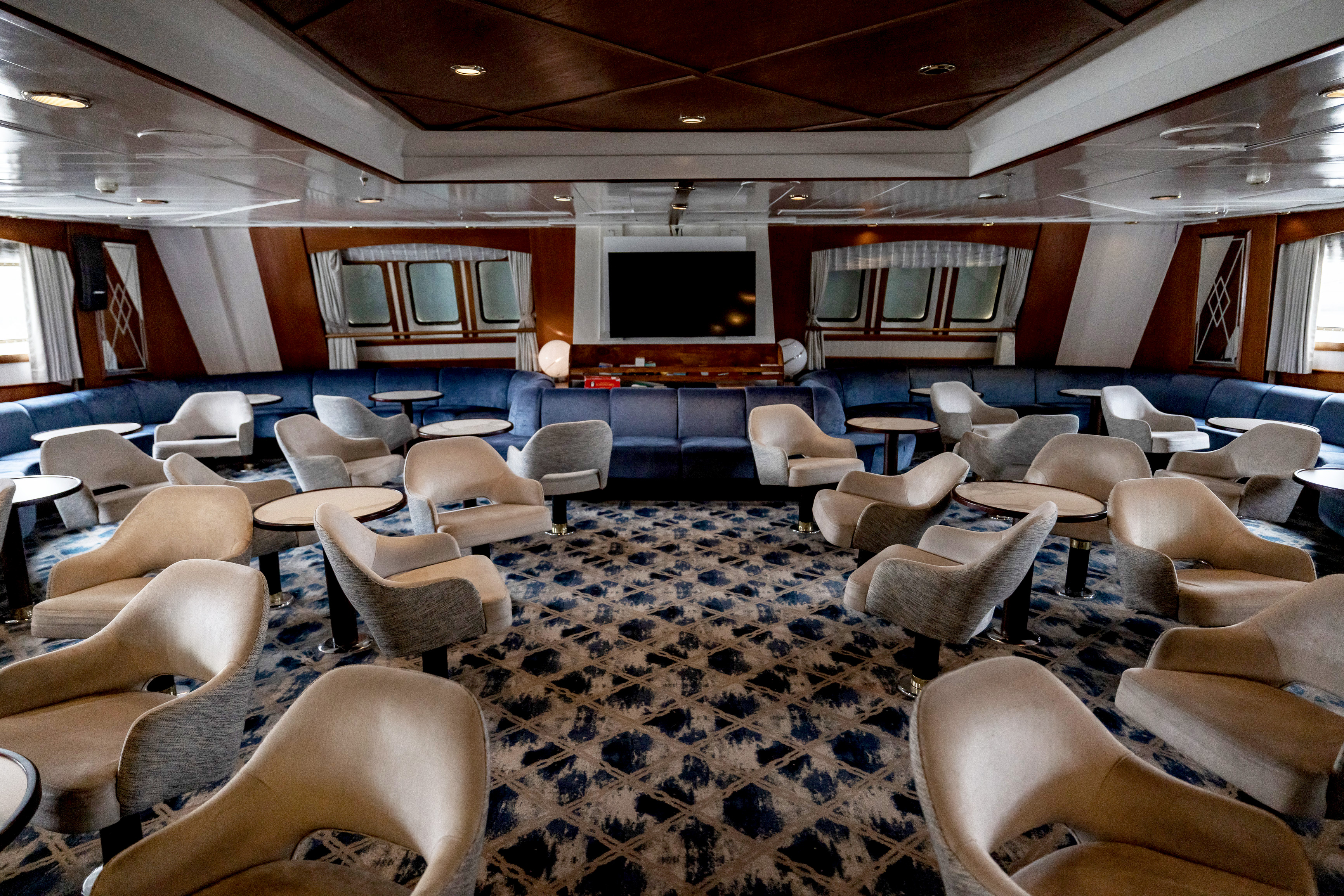 The main lounge on the Expedition ship 