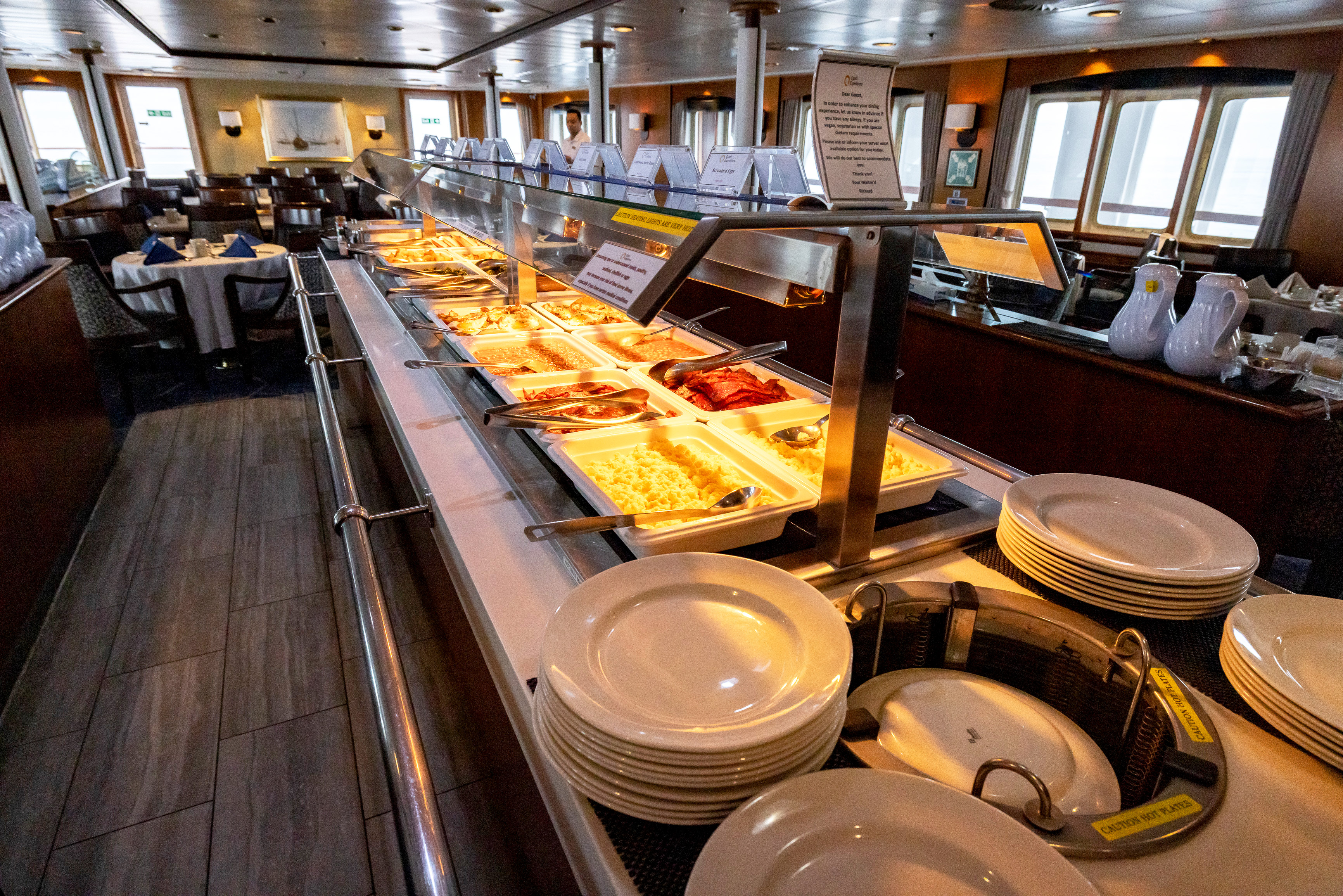 The restaurant buffet on the Expedition ship