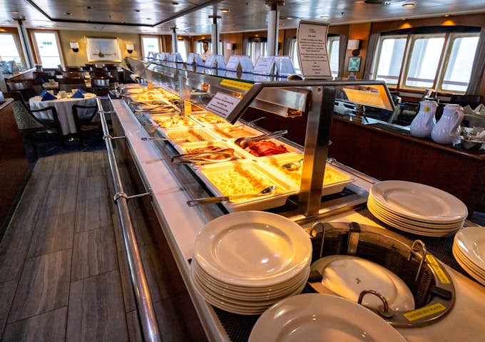 The restaurant buffet on the Expedition ship