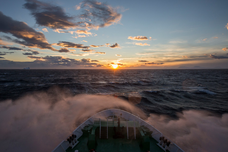 Sunset over the Drake Passage crossing to Antarctica