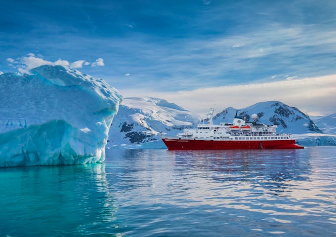 The expedition ship in Antarctica