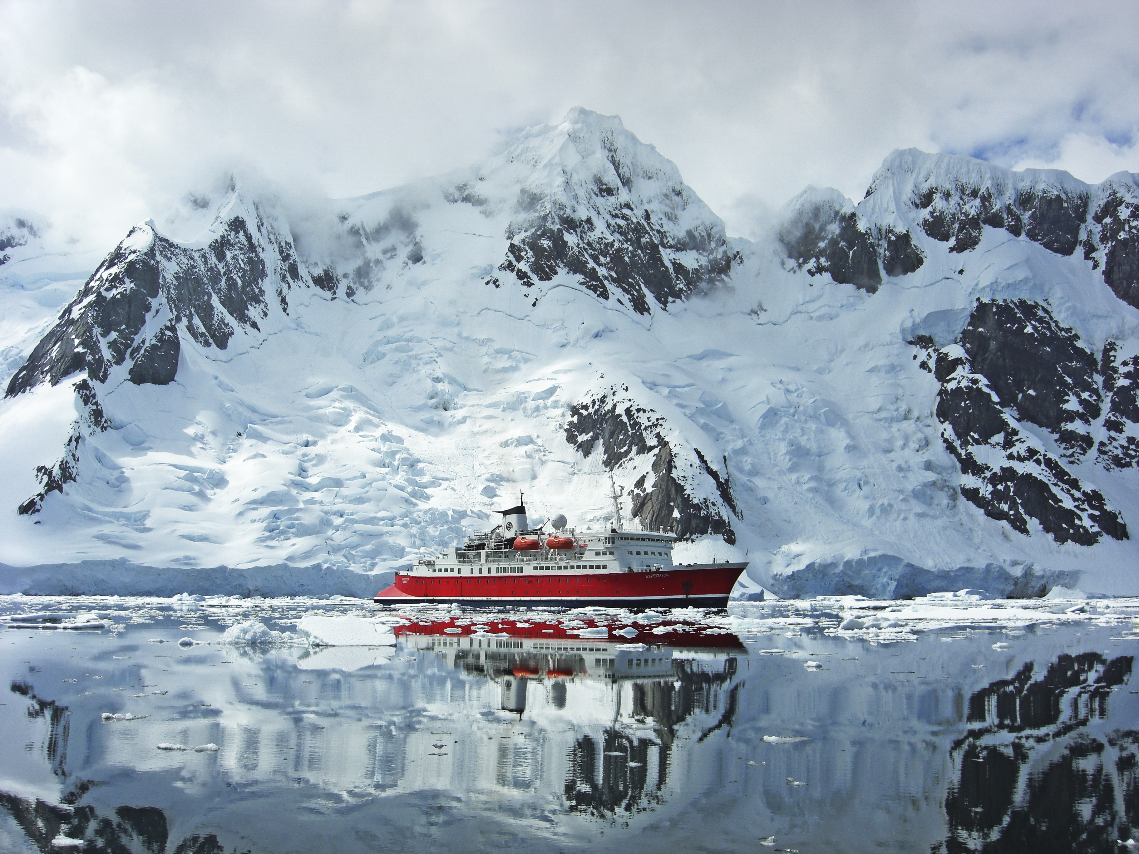 MS Expedition ship in Antarctic waters, Antarctica