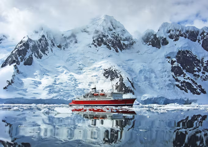 MS Expedition ship in Antarctic waters, Antarctica