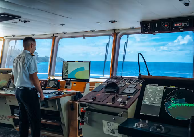 Bridge on the Antarctic Heritage Adventurer ship