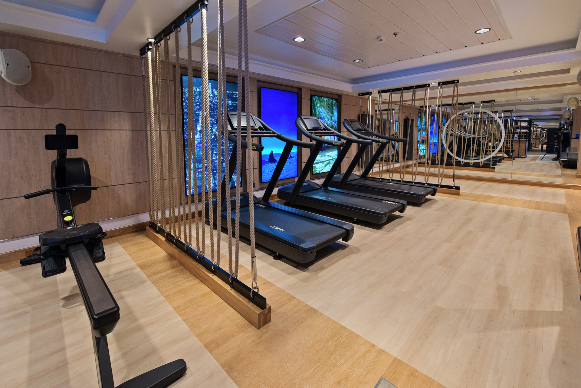 The gym on the Roald Amundsen, an Antarctic cruise ship