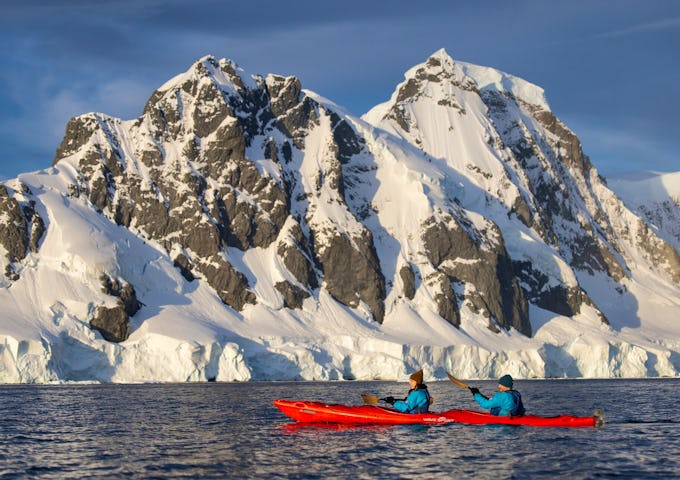 Kayaking in Orne Harbour, Antarctica