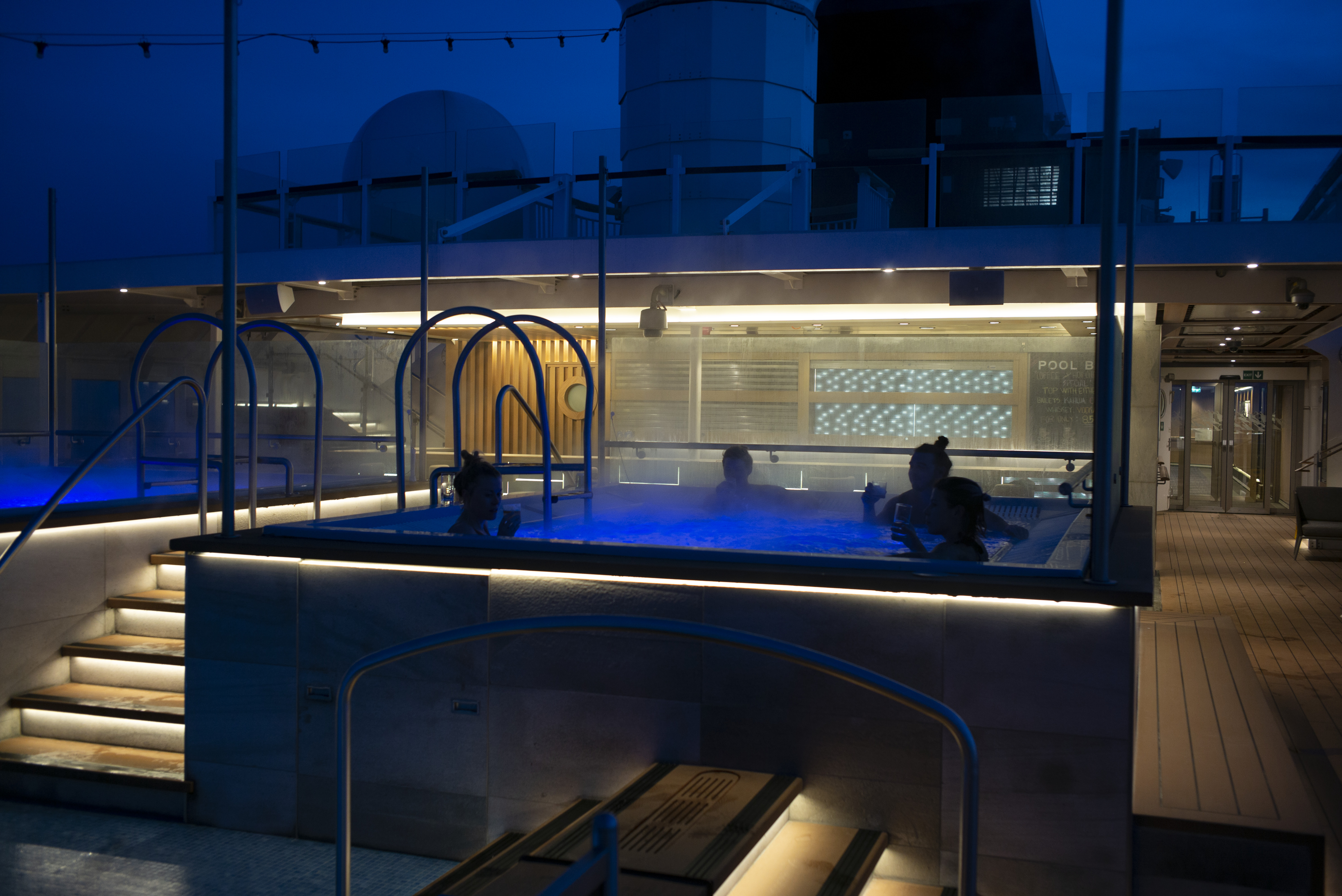 Hot tub on the Roald Amundsen cruise ship in Antarctica