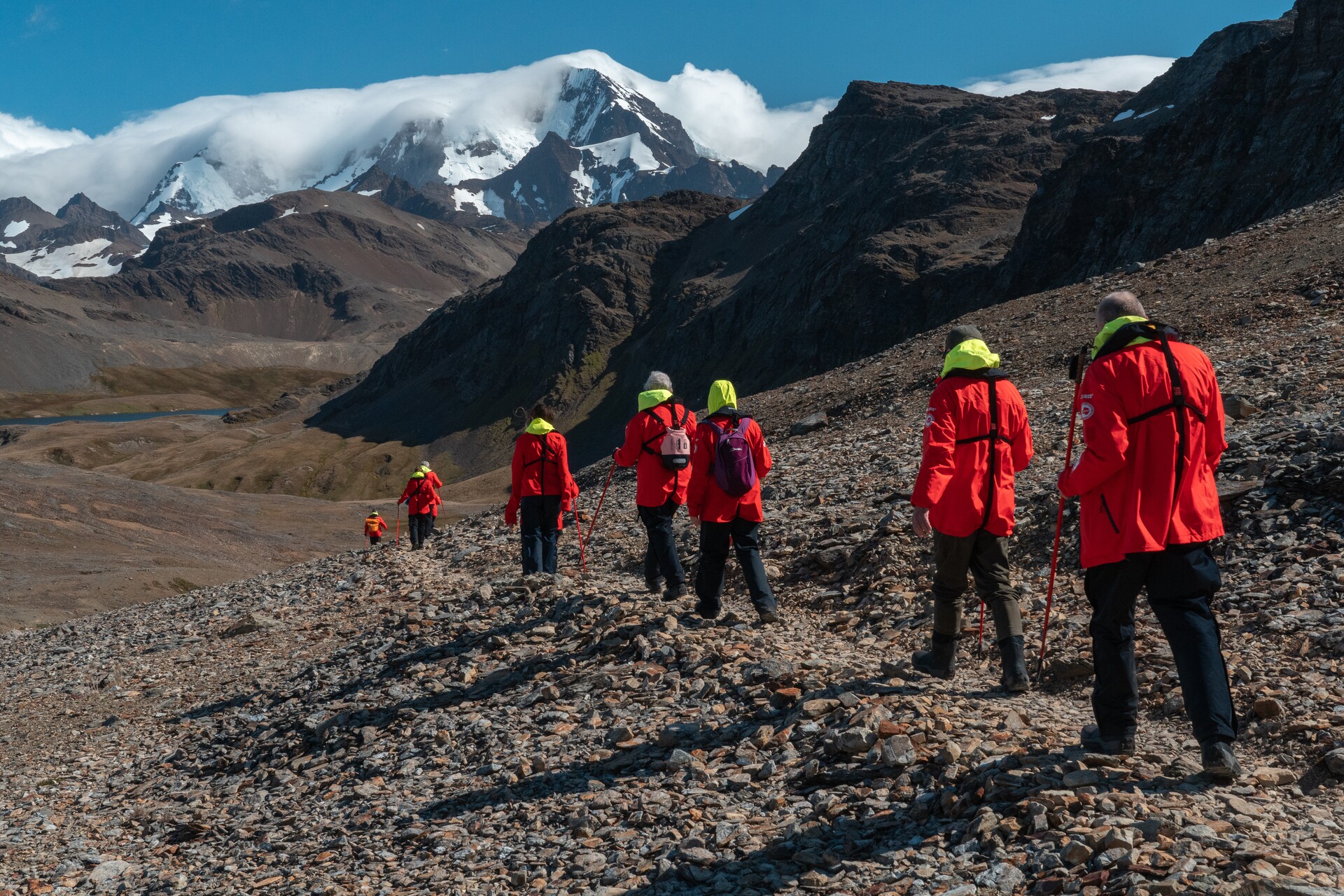 Hiking across the barren landscapes of South Georgia 
