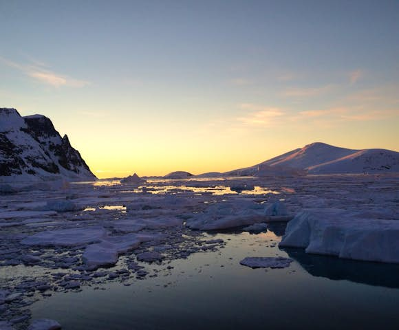 Sunset in the Lemaire Channel, Antarctica