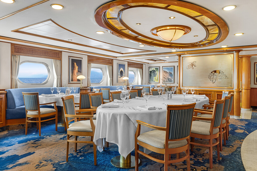 The National Geographic Orion's dining room