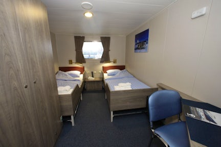 Twin Window cabin onboard Plancius, Antarctic vessel