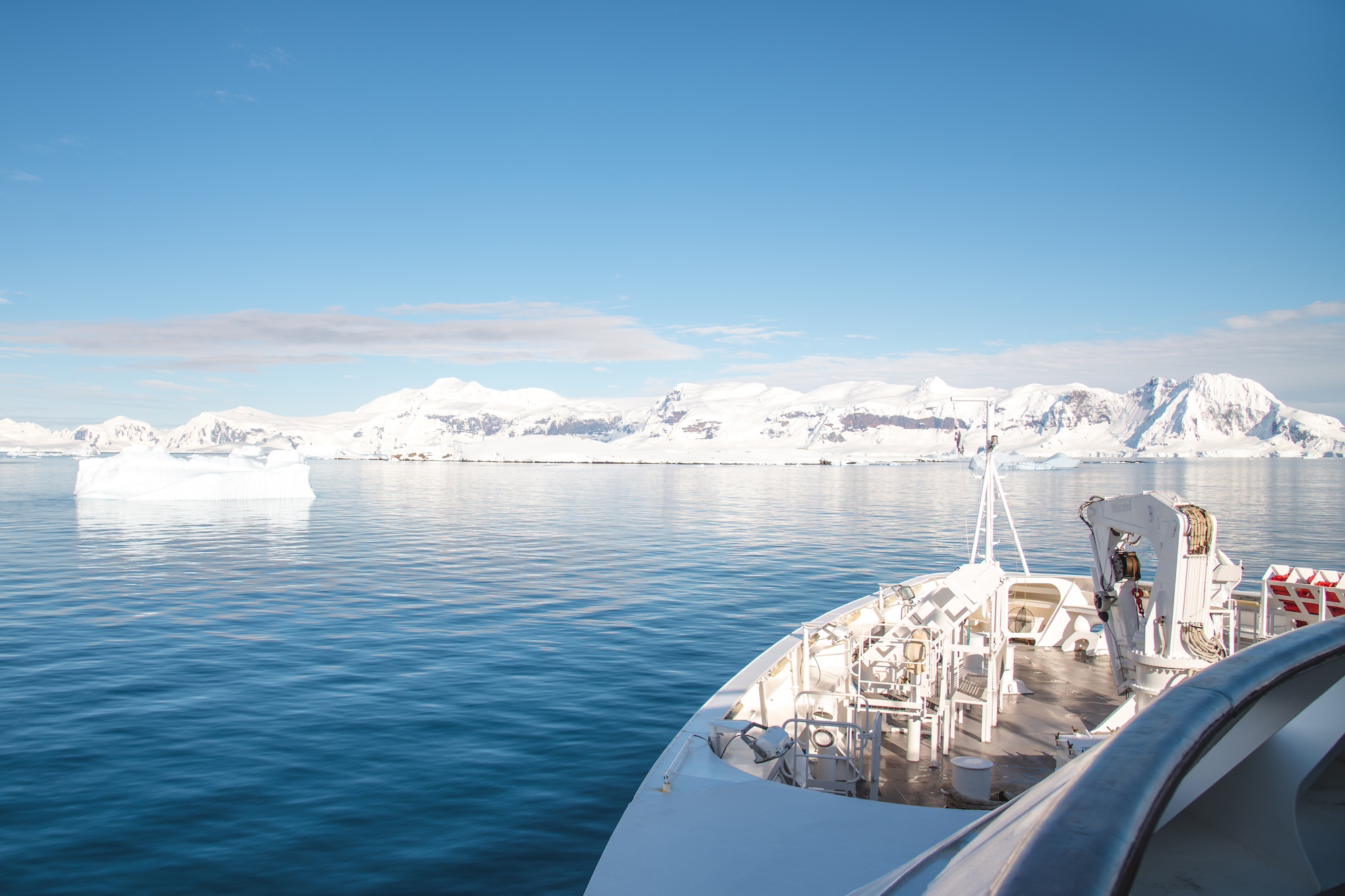L'Austral's bow in Antarctic waters