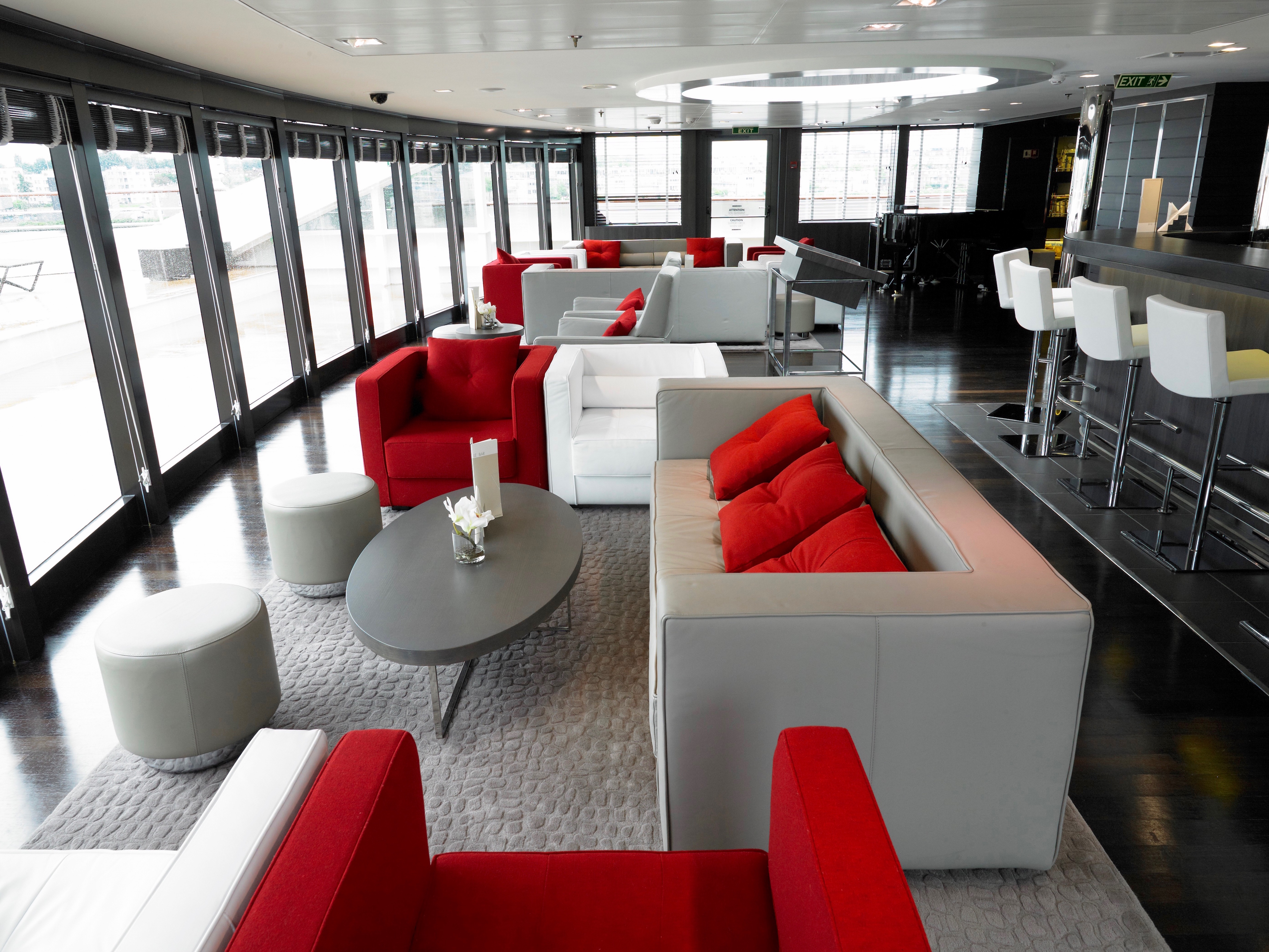 The observation louunge of Le Boreal, one of Antarctica's finest cruise ships