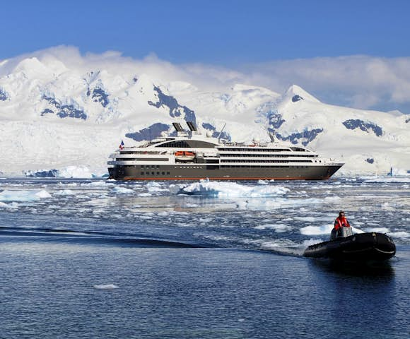 Taking a zodiac cruise in Antarctica from Le Boreal, L'Austral, Le Lyrial cruise ships