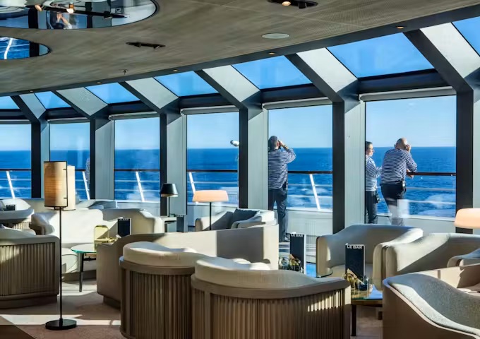Observation deck onboard Commandant Charcot, Antarctic vessel, Antarctica