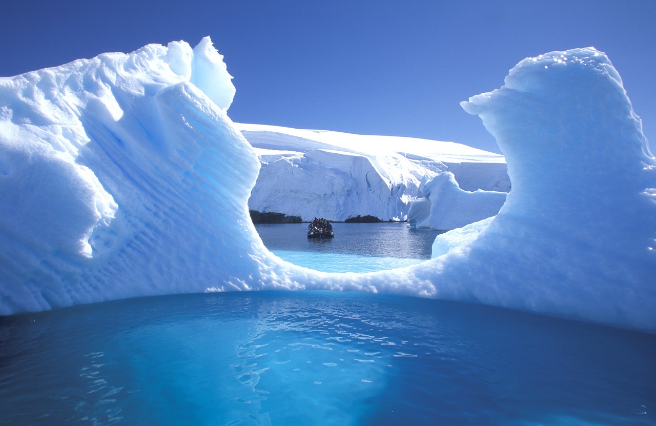 Iceberg and Antarctic vessel, Sea Spirit, Antarctica