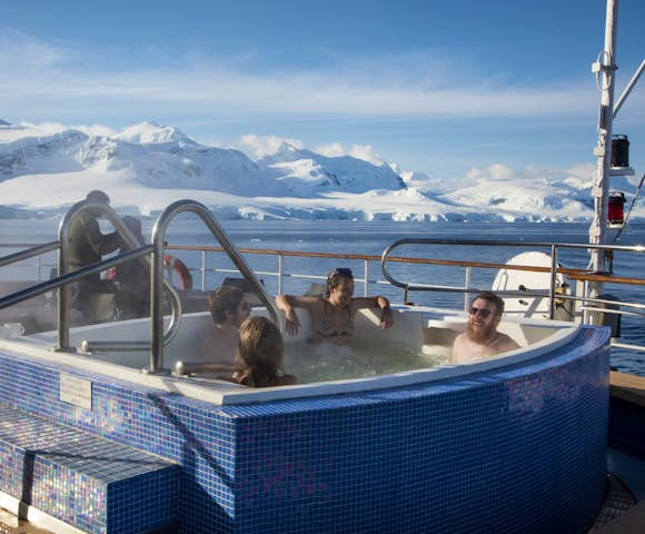 Hot tub on deck of Sea Spirit Antarctic vessel ship