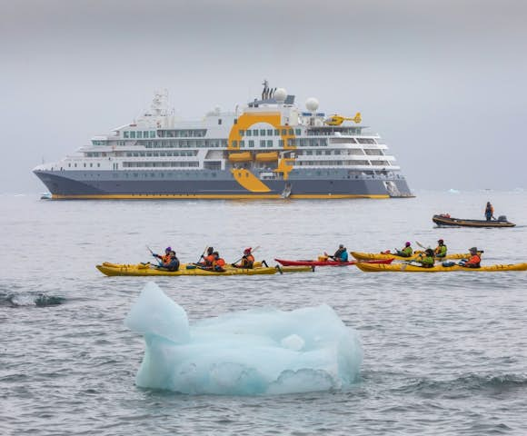 Kayaking from Ultramarine Antarctic vessel in Antarctica