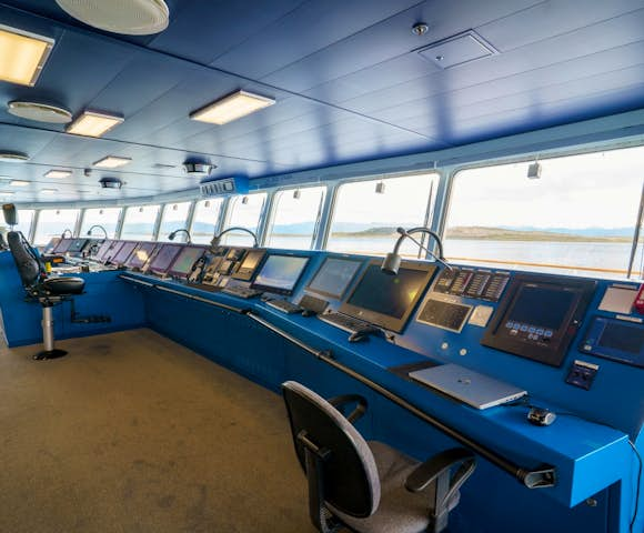 The Bridge onboard Ultramarine Antarctic vessel in Antarctica