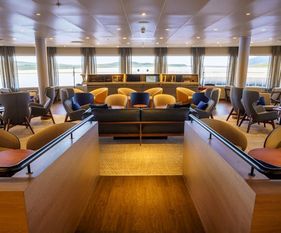 Panorama Lounge onboard Ultramarine Antarctic vessel in Antarctica