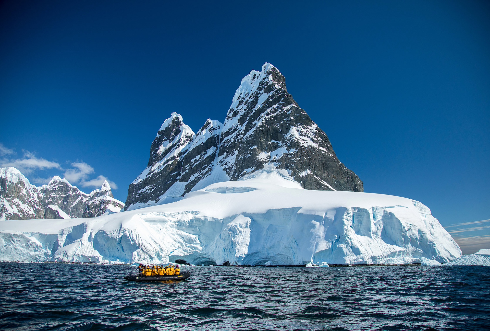A scenic zodiac cruise through the Lemaire Channel in Antarctica 
