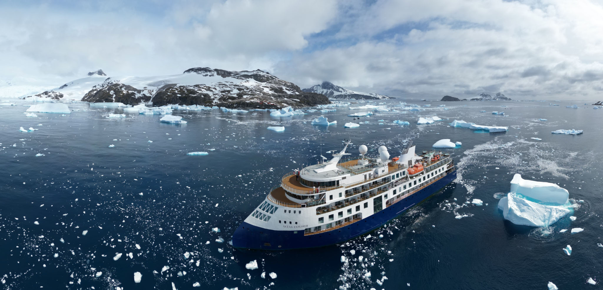 The Ocean Explorer ship in Antarctica waters