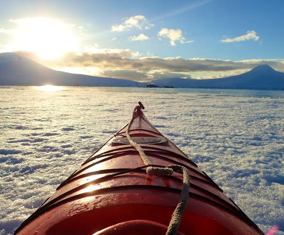 Ocean Tramp ship kayaking in Antarctica