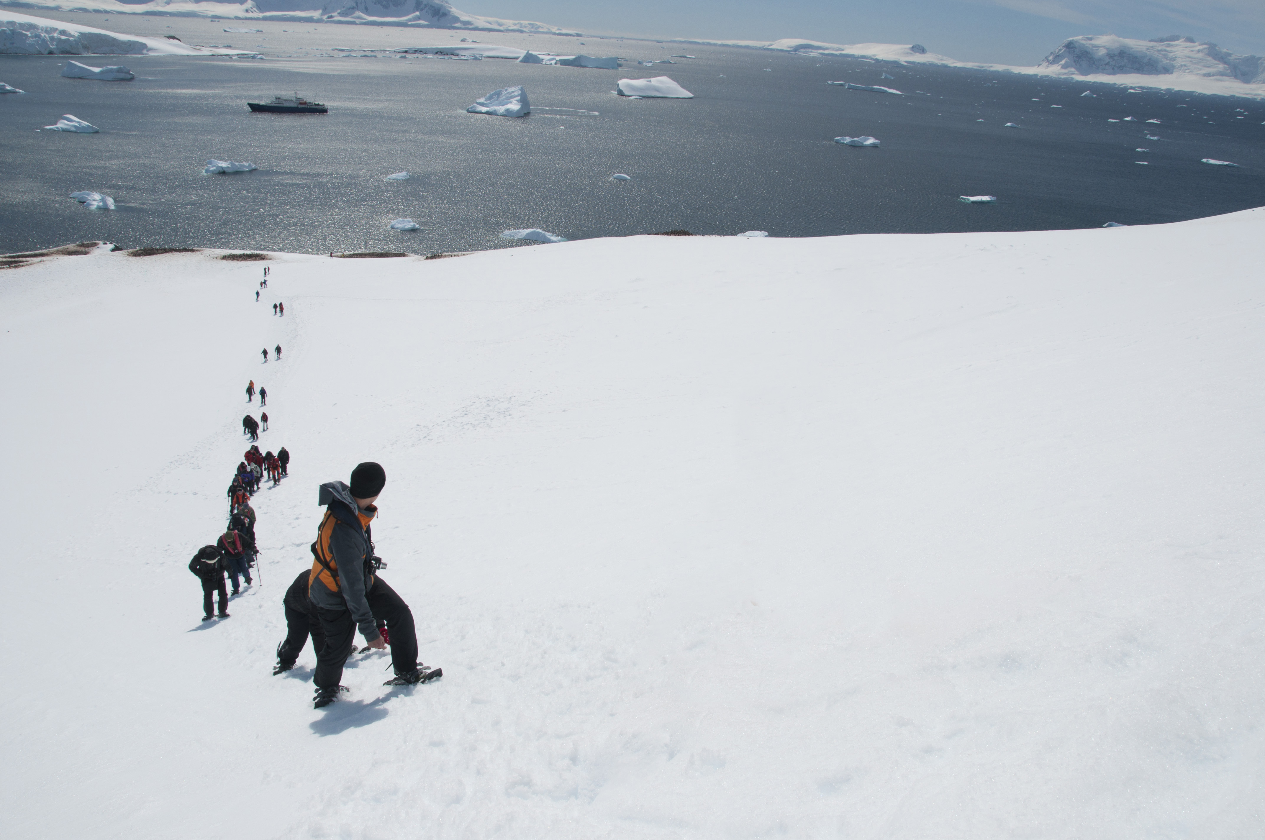 Mountaineering above Paradise Bay, Antarctica in November