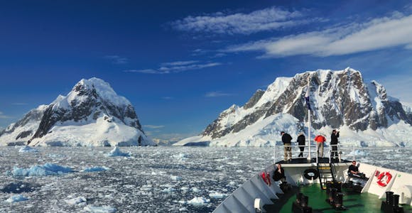 Viewing Antarctica from the expedition ship's bow