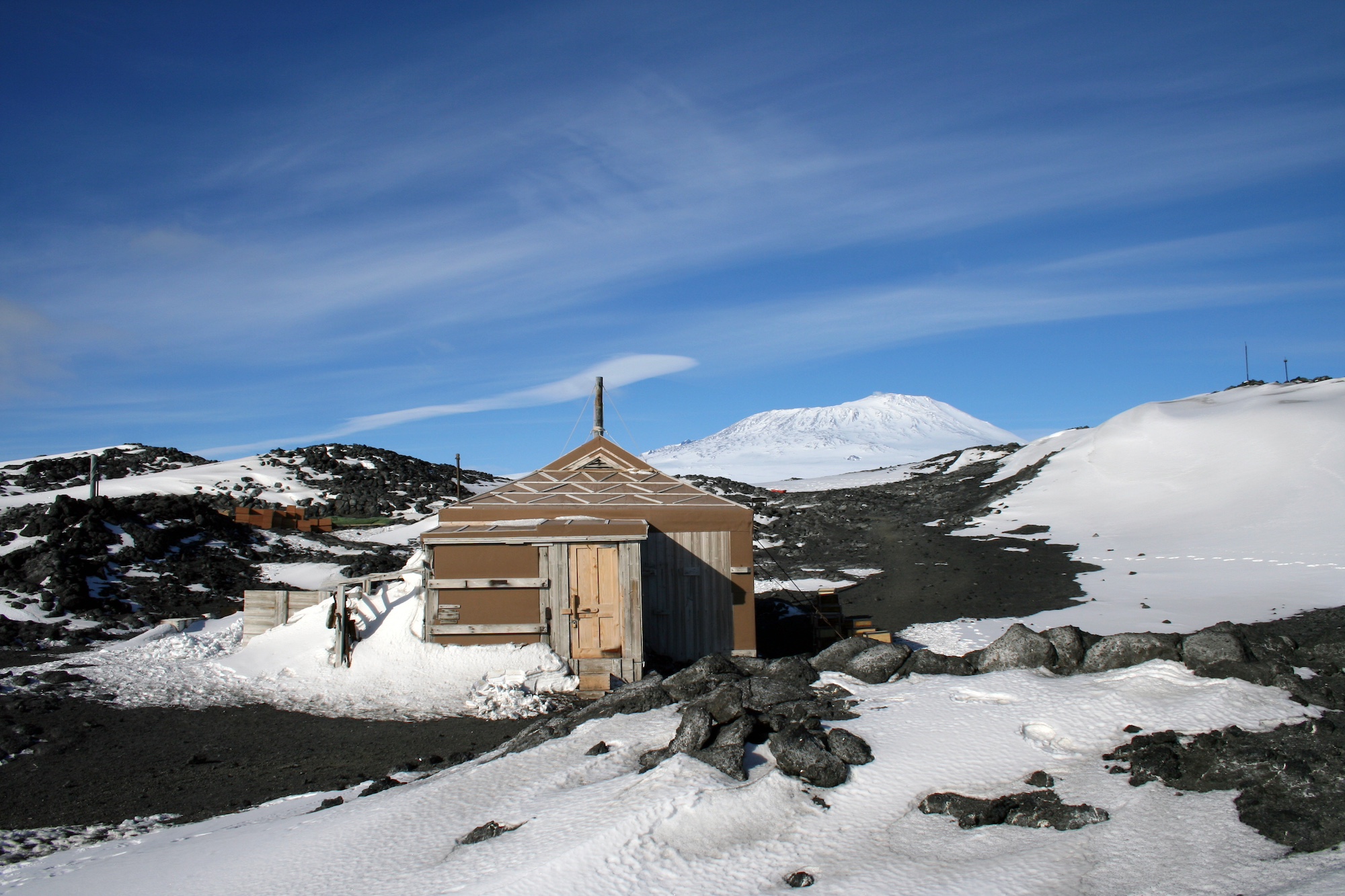 Polar explorer Shackleton’s iconic hut at McMurdo Sound in the Ross Sea 