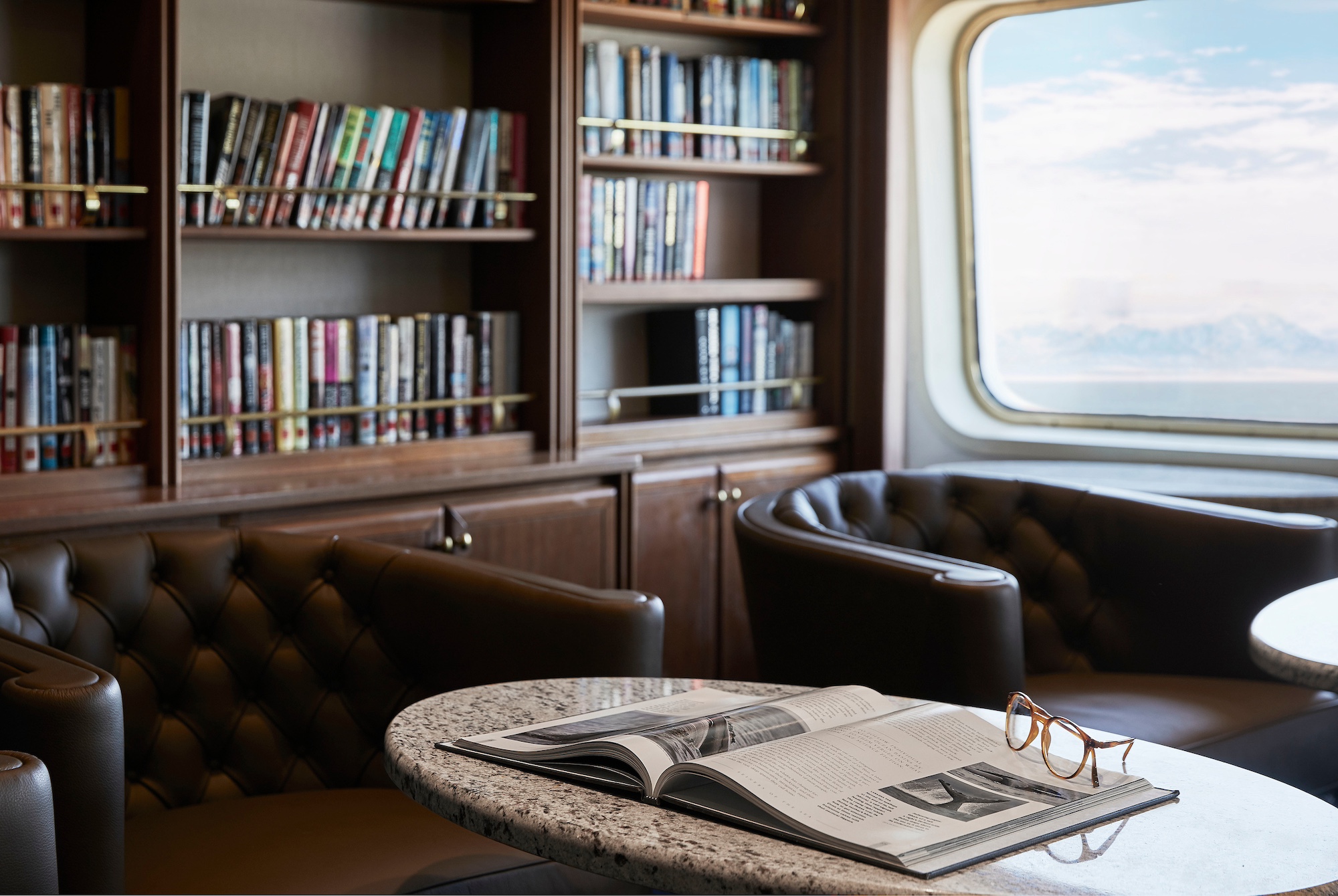 The polar library on the Silver Cloud, an Antarctic cruise ship 