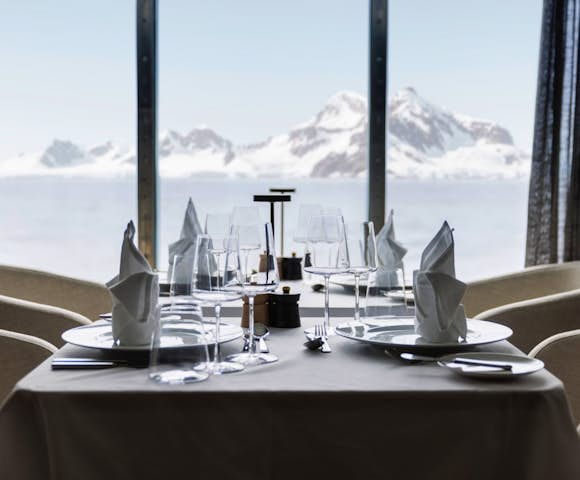 Restaurant onboard SH Vega, Antarctic vessel