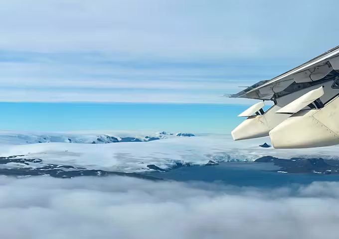 View of Antarctica flying into King George Island