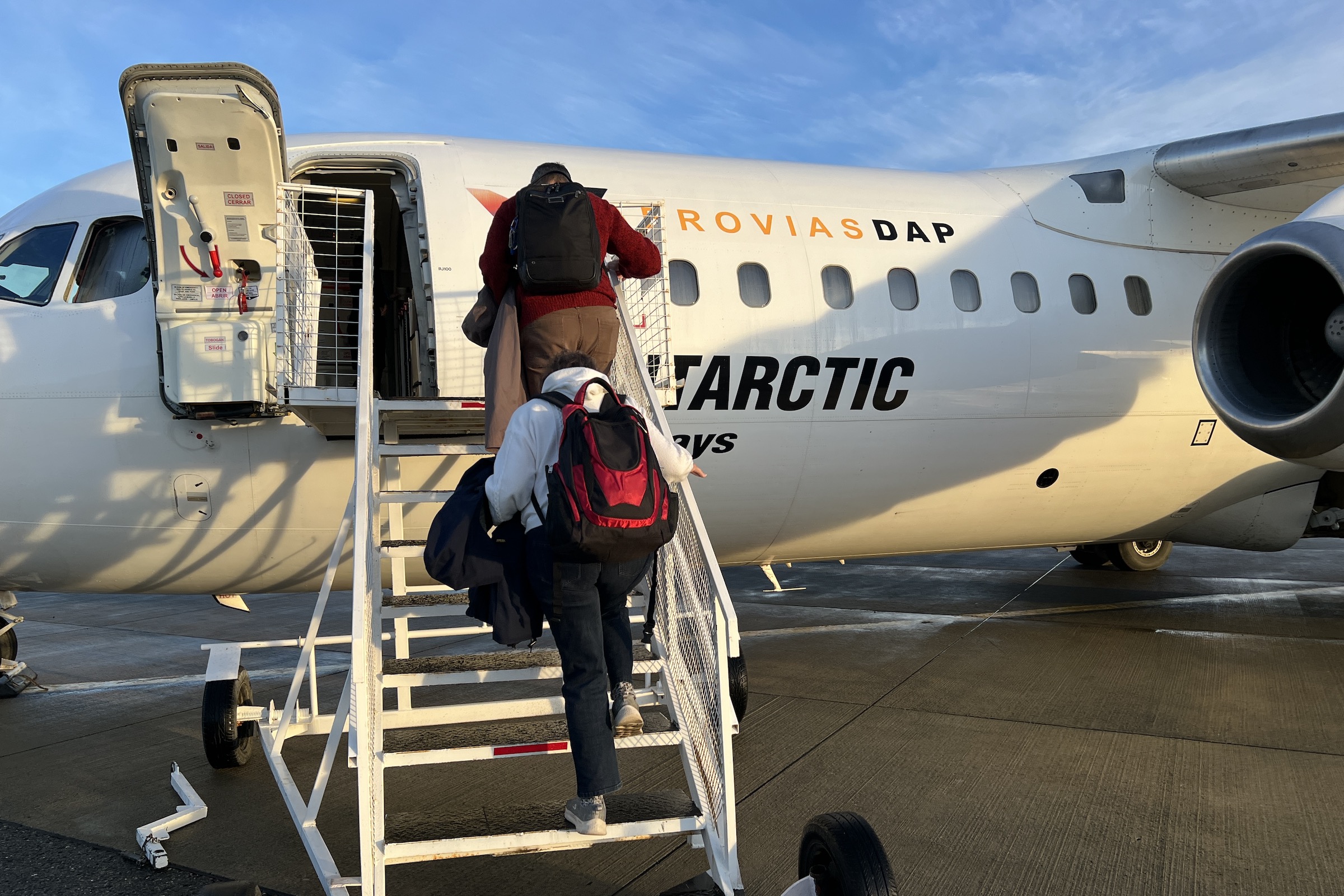 Embarking at King George Island for an Antarctic Airways