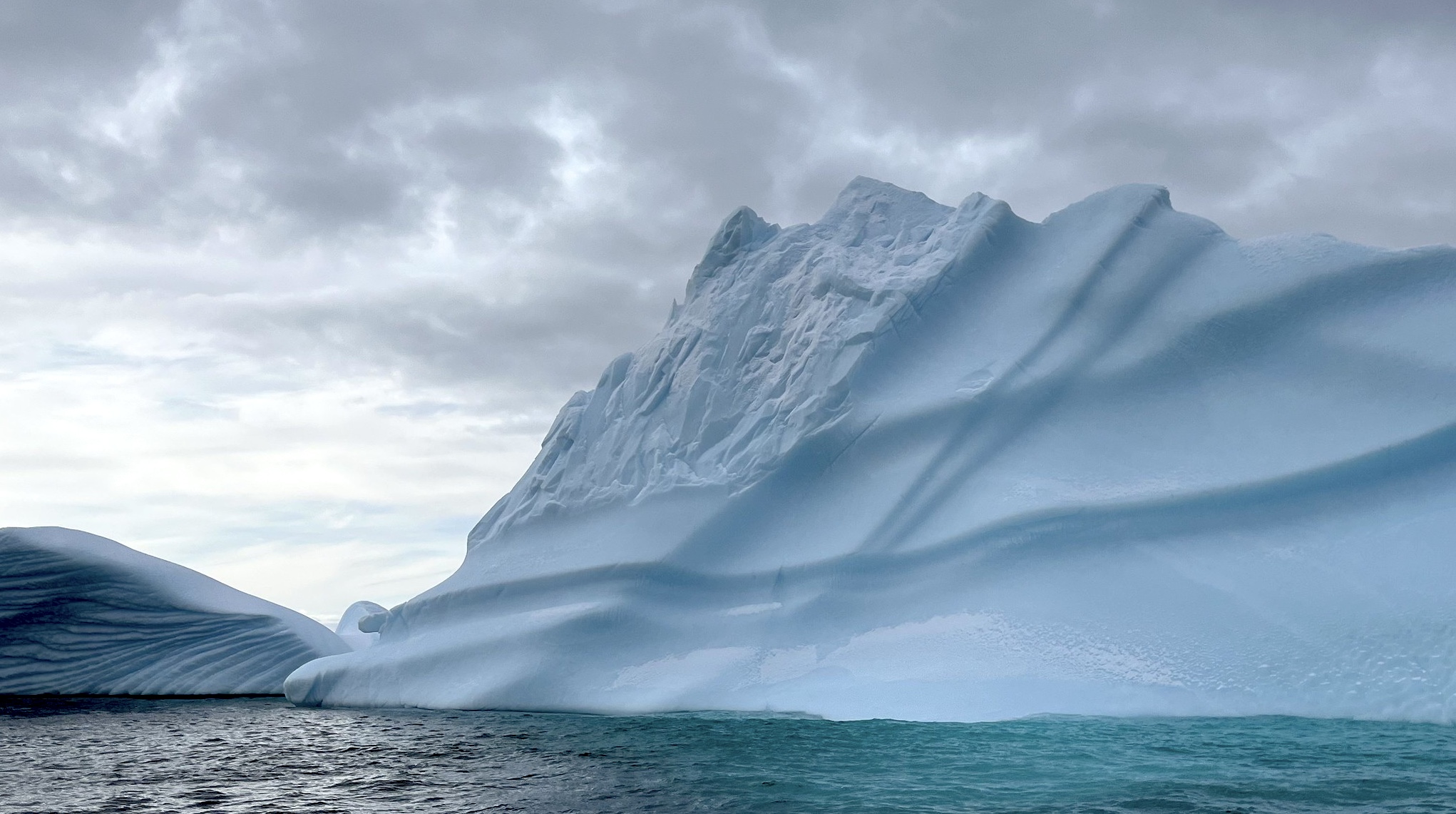 Ripples on an iceberg carved by the wind in Antarctica