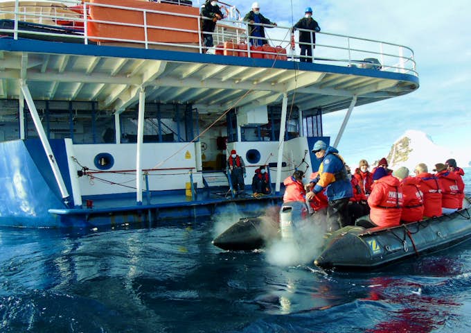 Zodiac boarding area for Sea Spiit, Antarctic vessel in Antarctica