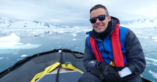 Ian at Swoop, Borgen Bay, Antarctica