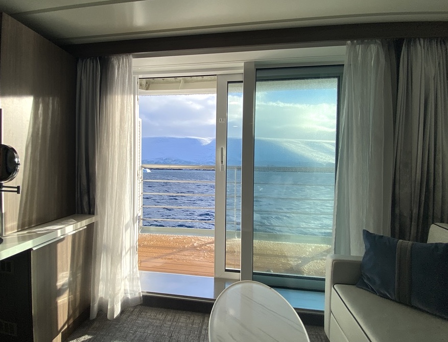 A view from a ship cabin of Antarctica