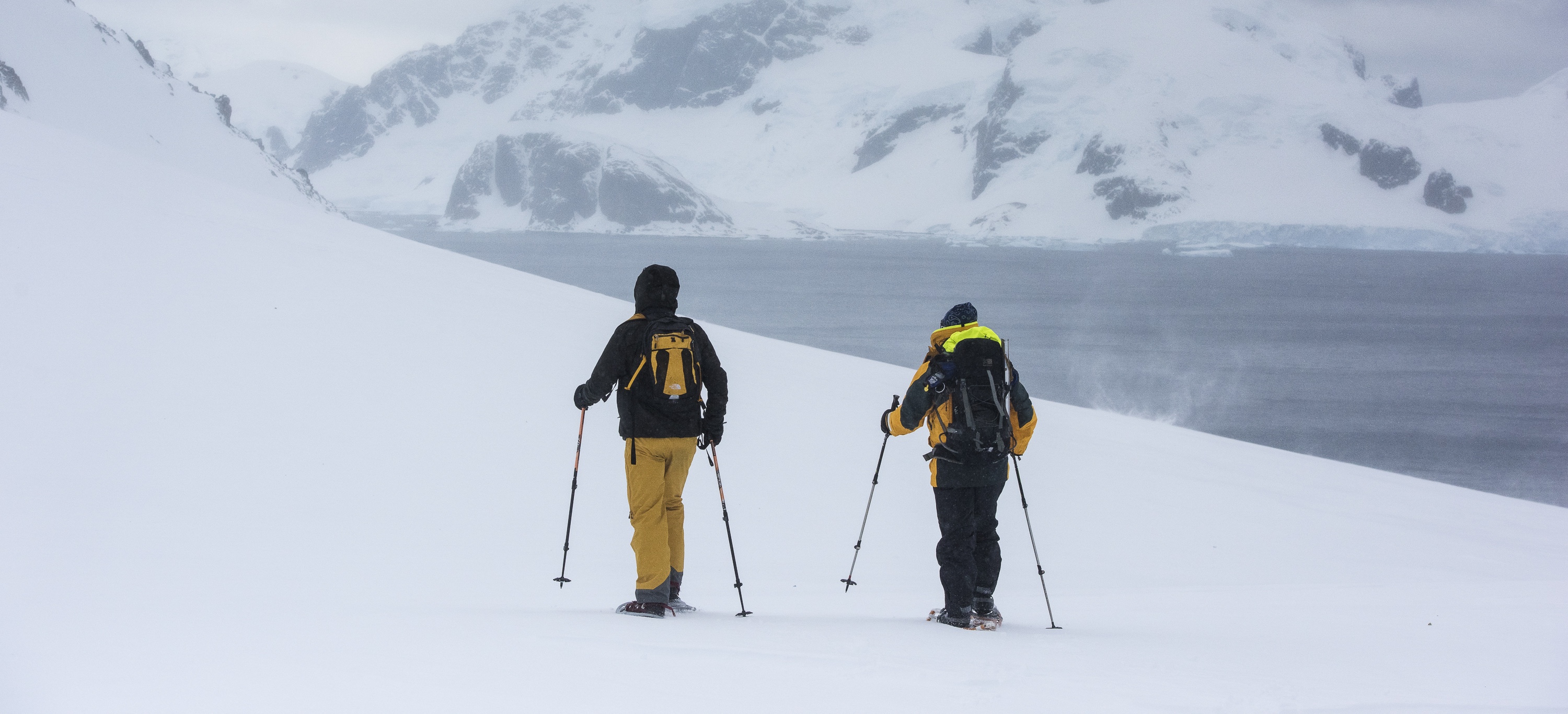Two snowshoers in Antarctica