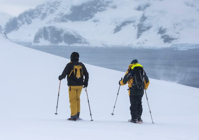 Two snowshoers in Antarctica