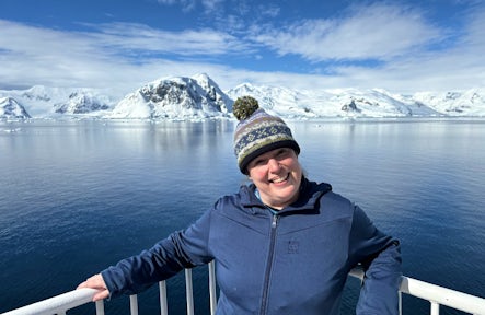 Swoop team member Lu poses on board an Antarctic ship