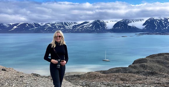 Mairead from Swoop enjoys the Arctic scenery on her recce